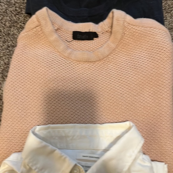 Boys size 20 3 white shirts, men S Short sleeve, 2 navy long sleeve sweaters, - Picture 5 of 9